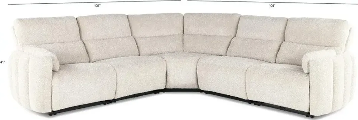 Modesto Buttercream 5-Piece Power Reclining Sectional