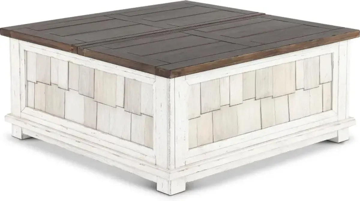 River Place White and Brown Lift Coffee Table