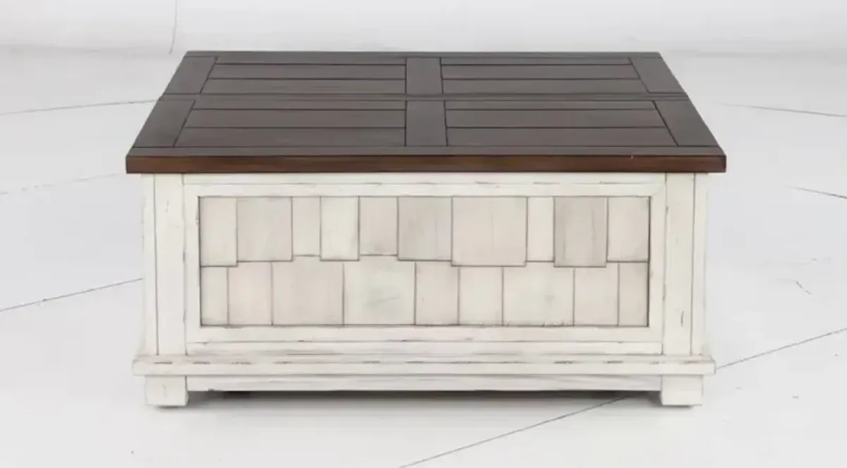 River Place White and Brown Lift Coffee Table