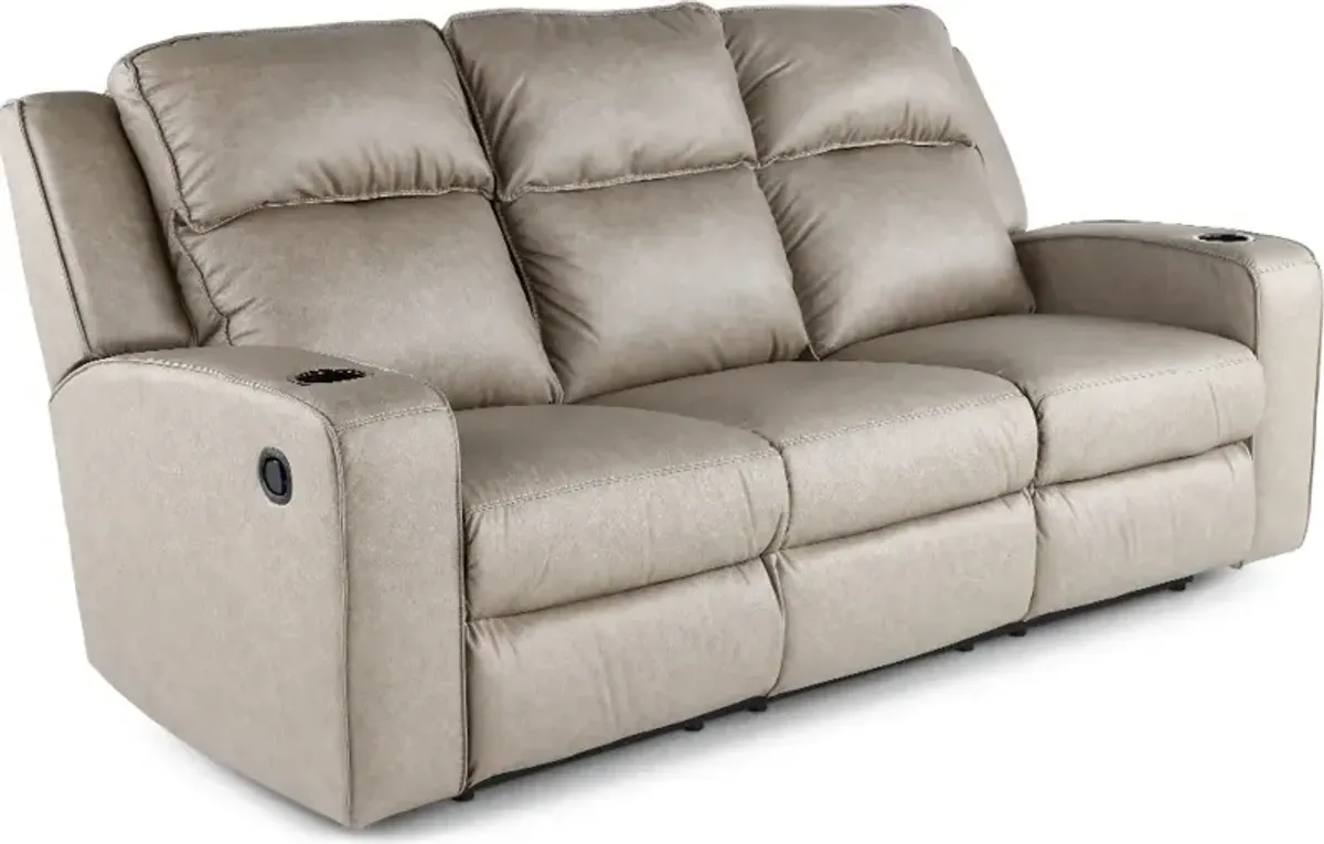 Lavenhorne Pebble Beige Reclining Sofa with Drop Down Table