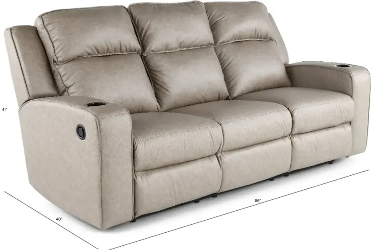 Lavenhorne Pebble Beige Reclining Sofa with Drop Down Table