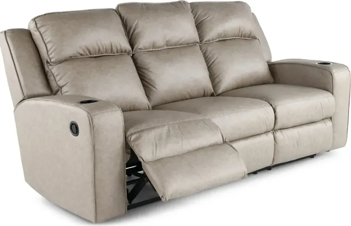 Lavenhorne Pebble Beige Reclining Sofa with Drop Down Table