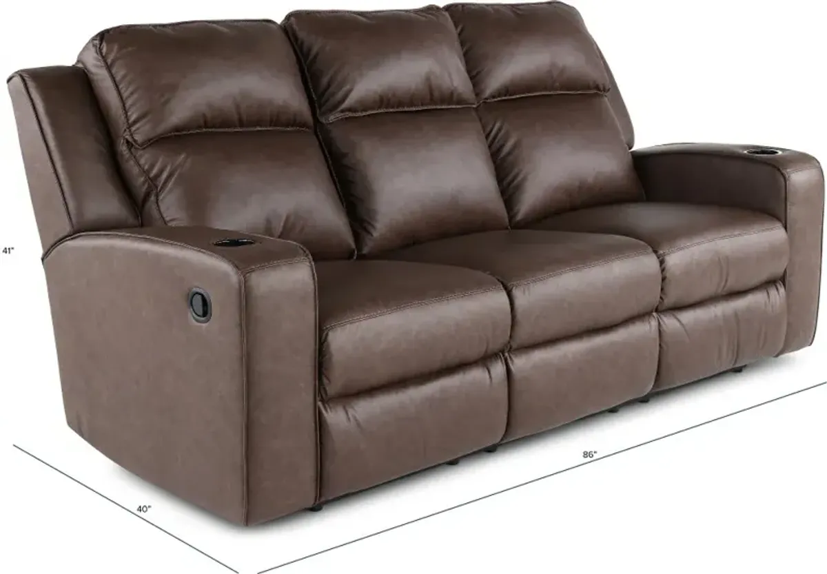 Lavenhorne Granite Dark Brown Reclining Sofa with Drop Down Table