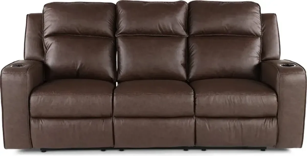 Lavenhorne Granite Dark Brown Reclining Sofa with Drop Down Table