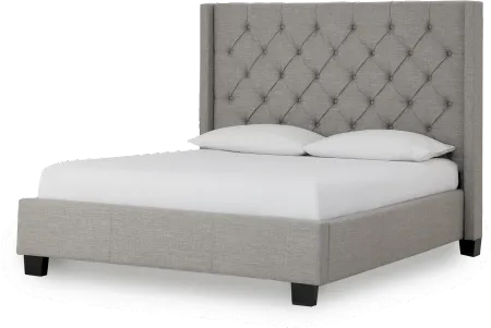 Geneva Gray Queen Upholstered Bed