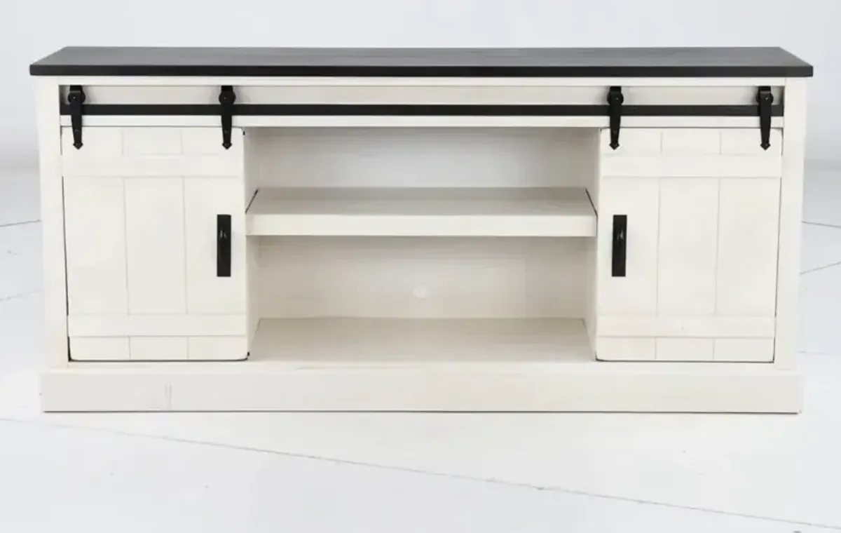 Descanso Two-Tone White and Brown 72" TV Stand