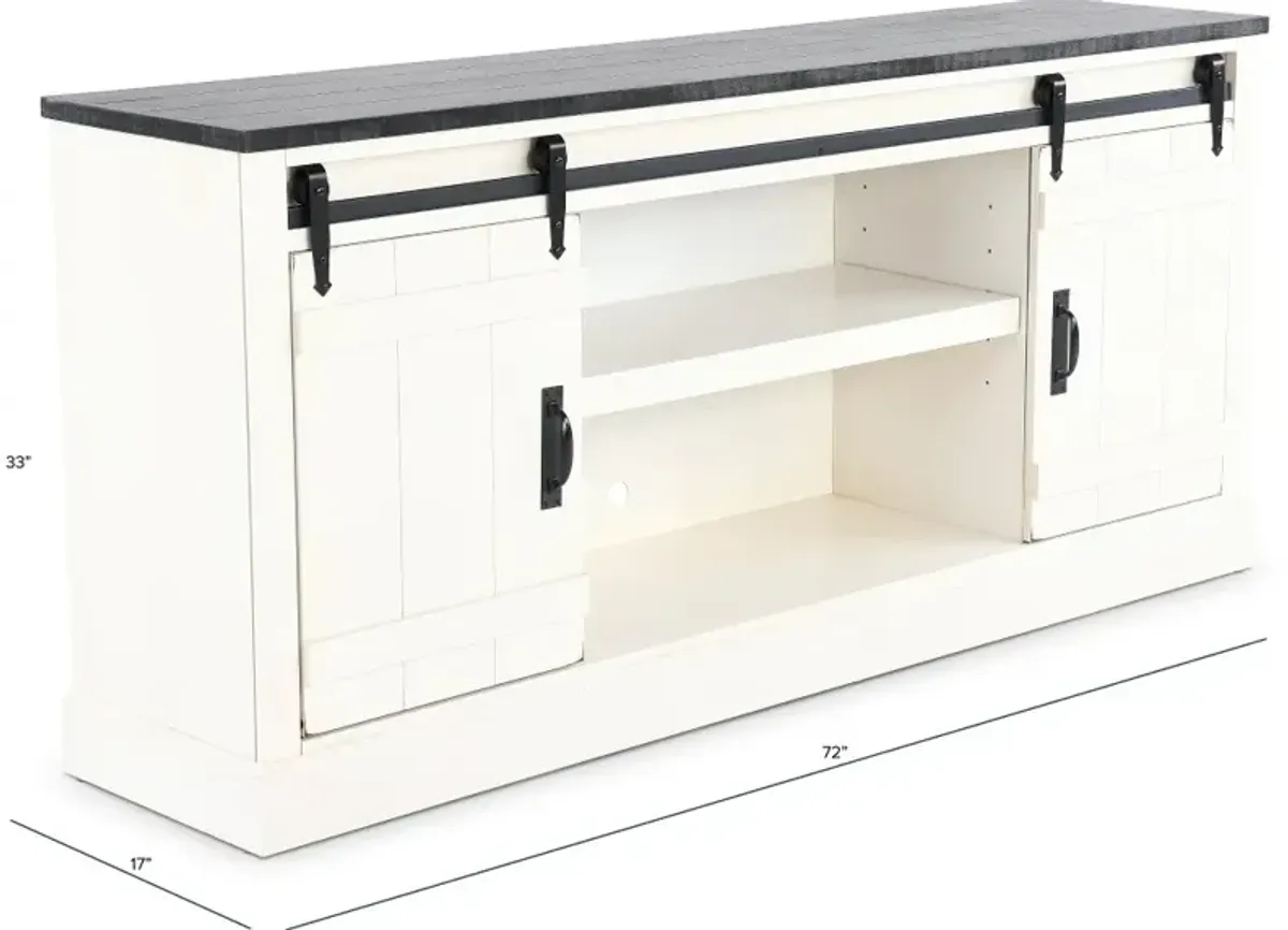 Descanso Two-Tone White and Brown 72" TV Stand