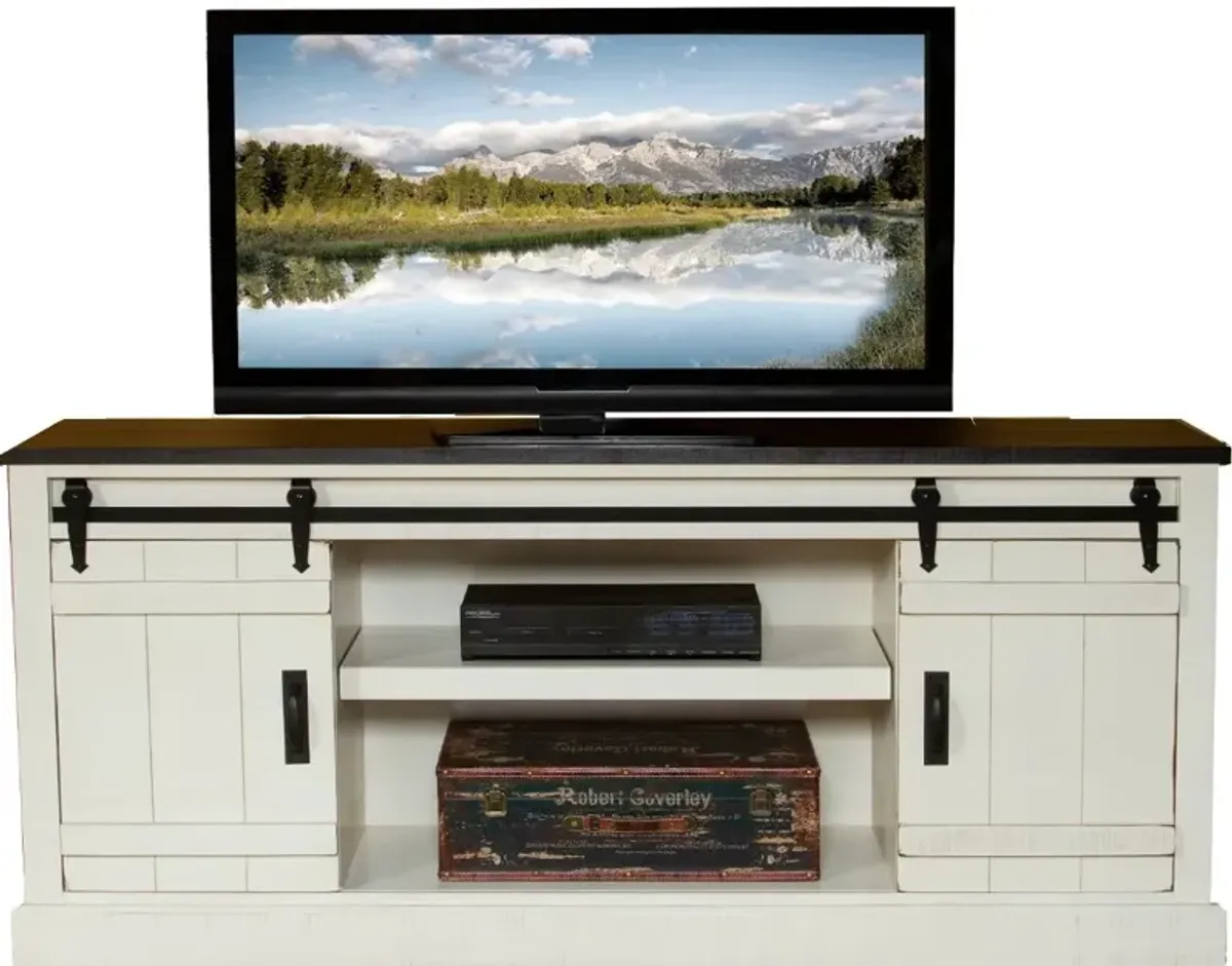 Descanso Two-Tone White and Brown 72" TV Stand