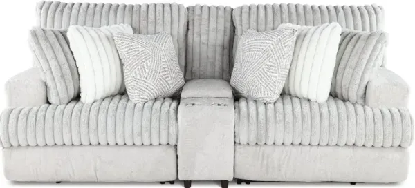 Abraxas Gray Power Reclining Loveseat with Console