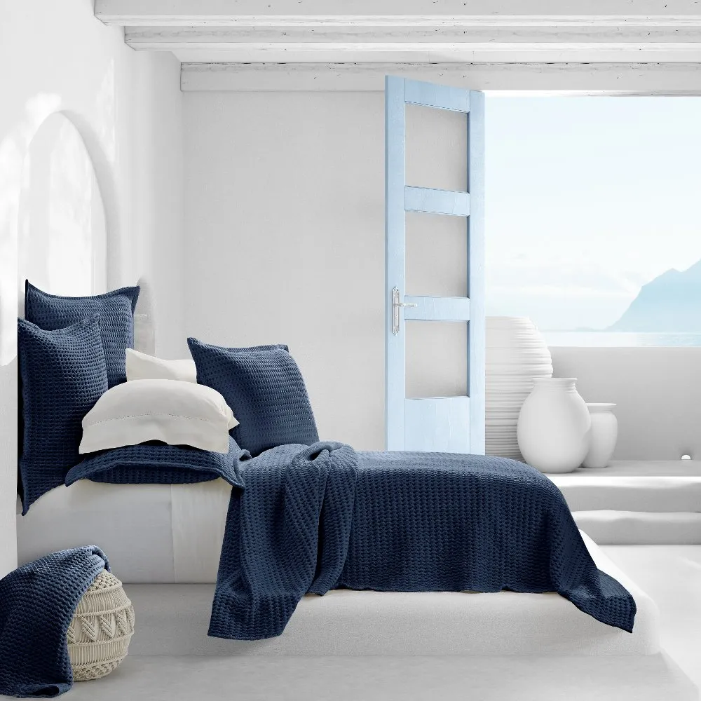 J. Queen Natural Pebble Beach Indigo Blue King-Cal. King Coverlet