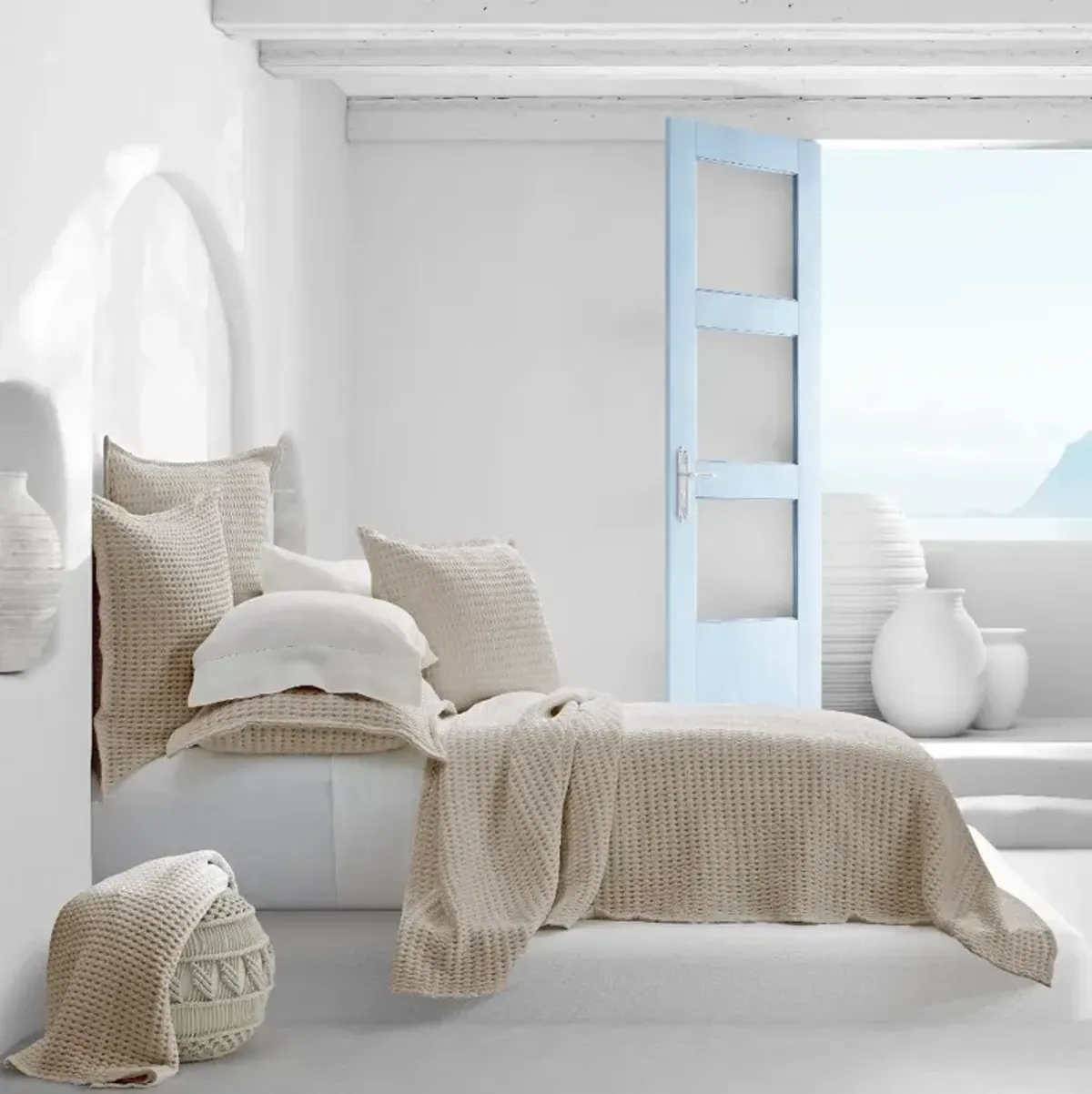 J. Queen Natural Pebble Beach Sand King-Cal. King Coverlet