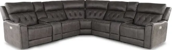 Anniston Steel Gray 7 Piece Power Reclining Sectional with Audio System