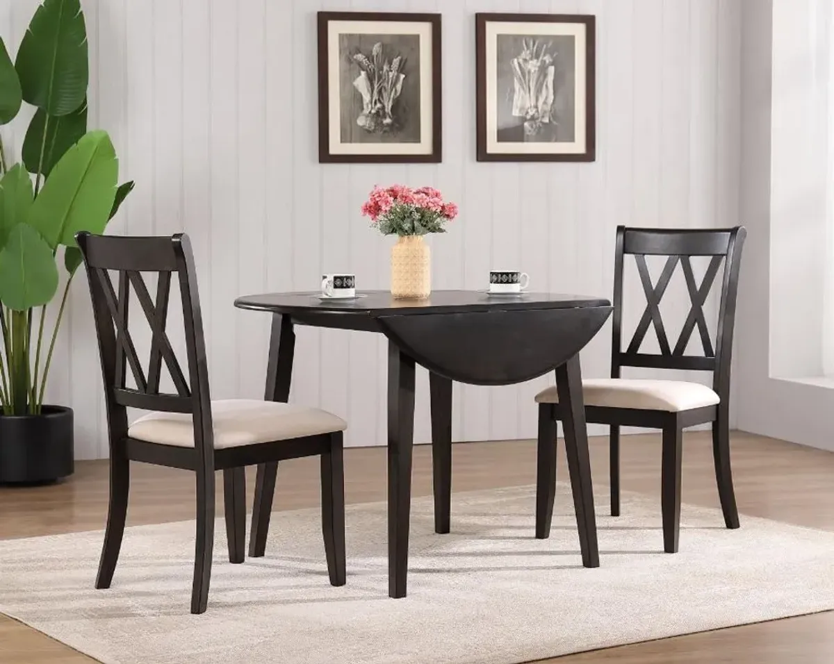 Lakewood Espresso Brown 3 Piece Dining Set