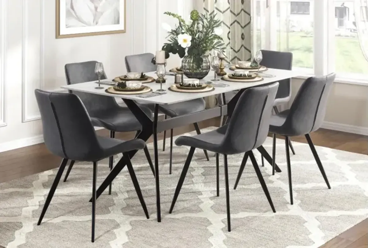 Brixley White and Dark Gray 5 Piece Dining Set