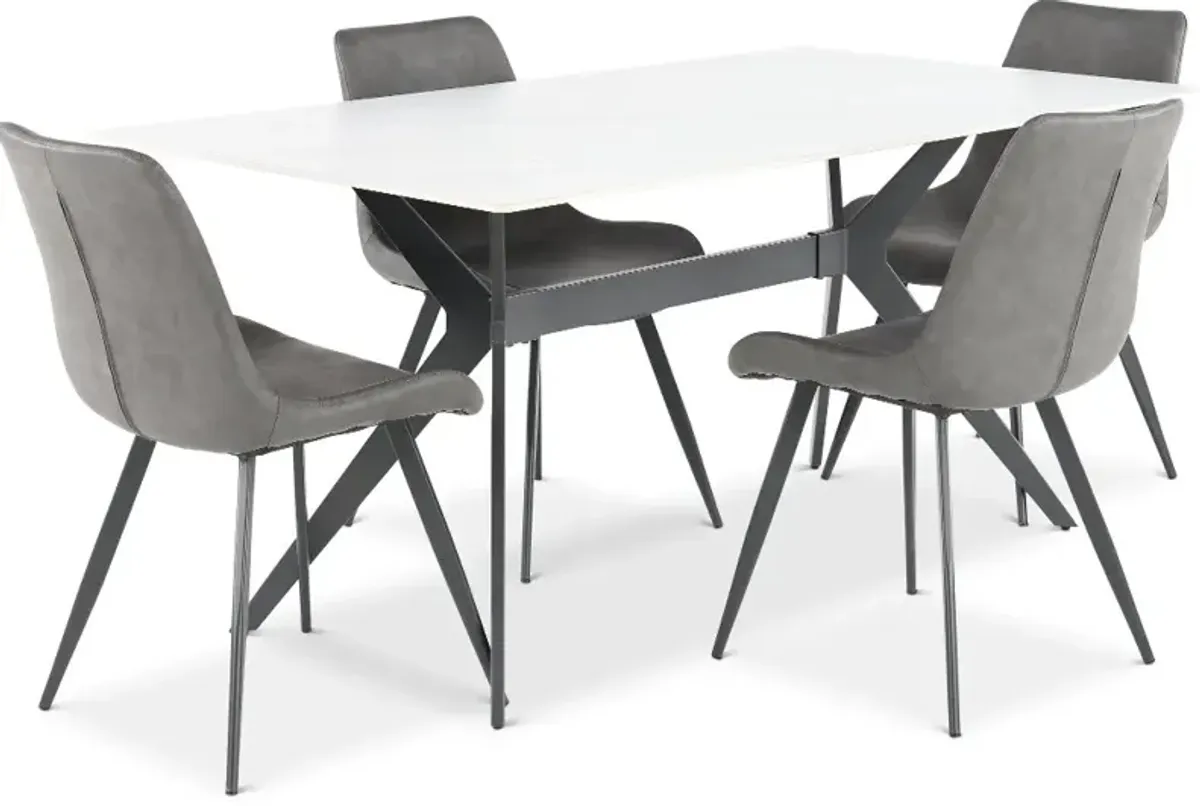 Brixley White and Dark Gray 5 Piece Dining Set