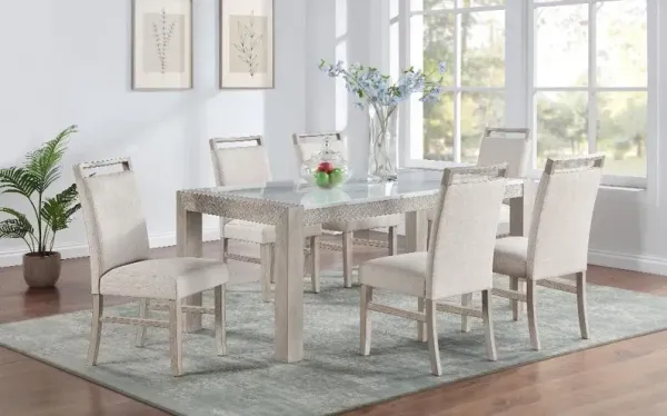 Nina Beige and White 5 Piece Dining Set