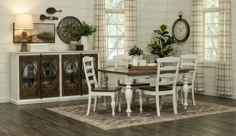 Pasadena White and Brown 5 Piece Dining Set