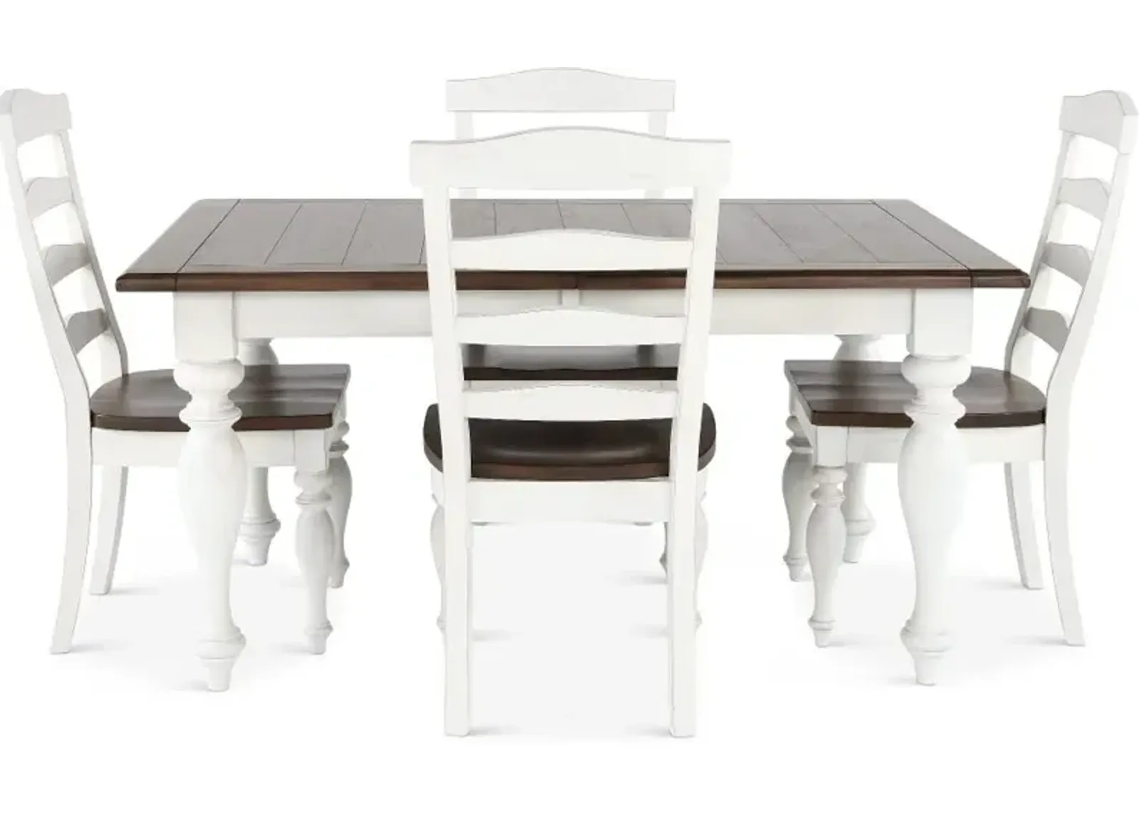 Pasadena White and Brown 5 Piece Dining Set