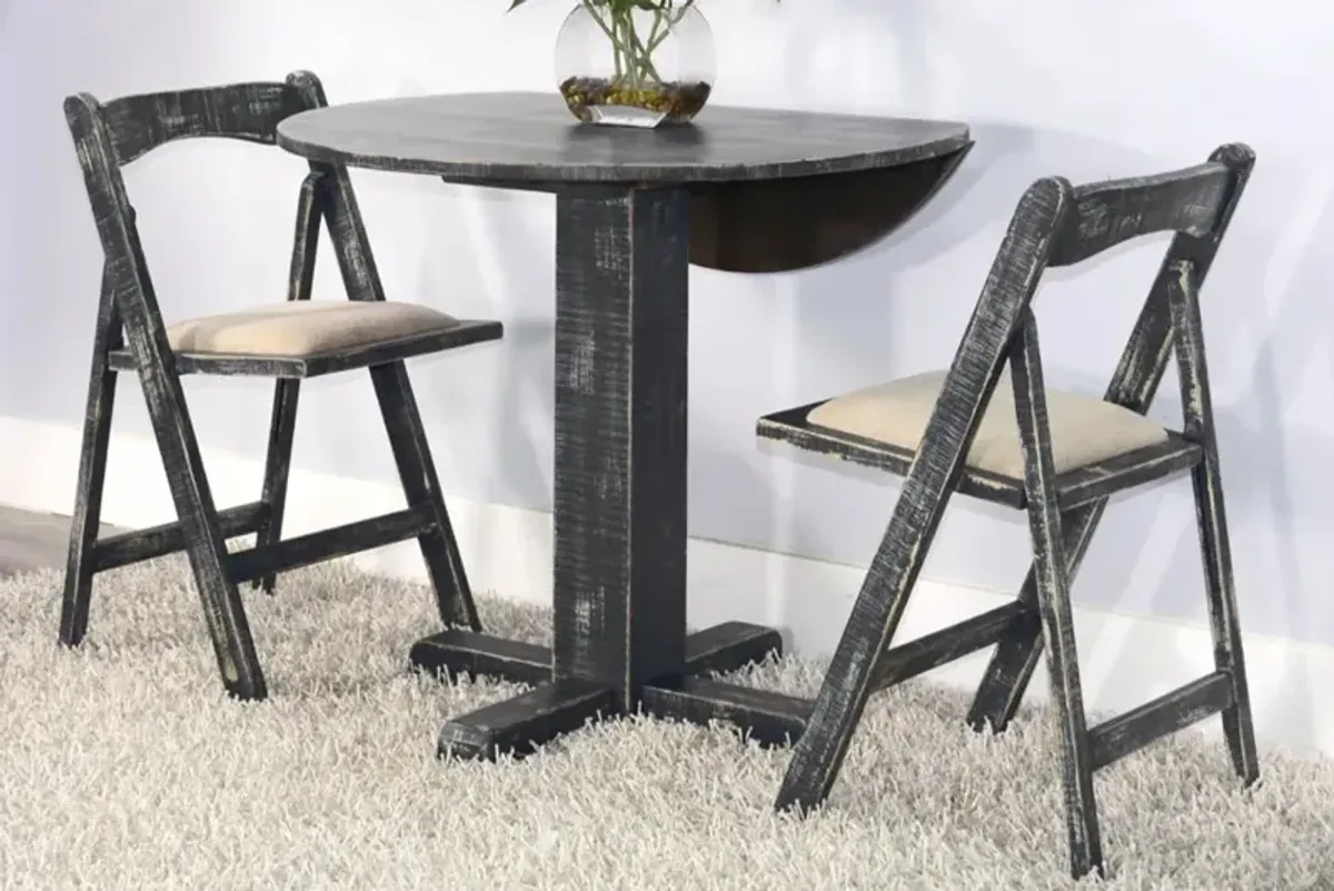 Beach Haven Black 3 Piece Drop-Leaf Dining Set