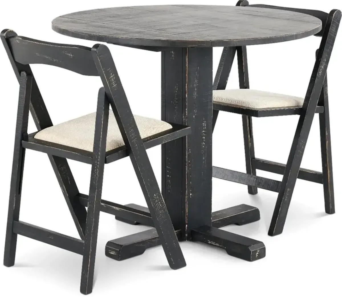 Beach Haven Black 3 Piece Drop-Leaf Dining Set