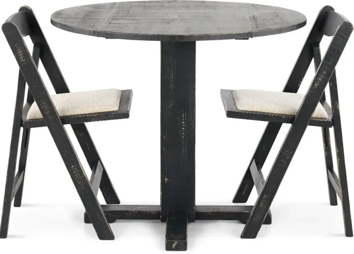 Beach Haven Black 3 Piece Drop-Leaf Dining Set