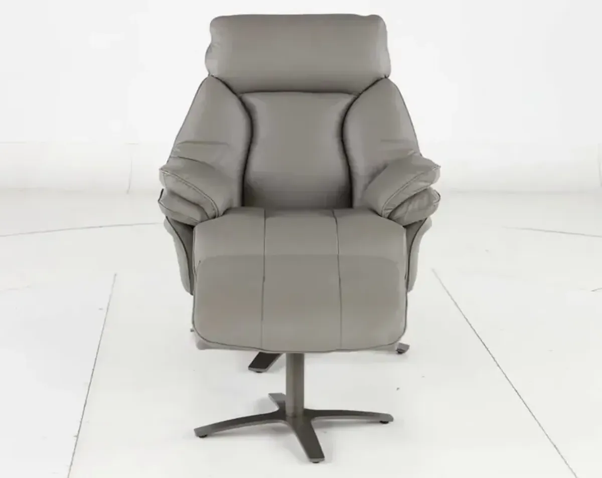 Seas Stone Leather Swivel Power Recliner with Ottoman