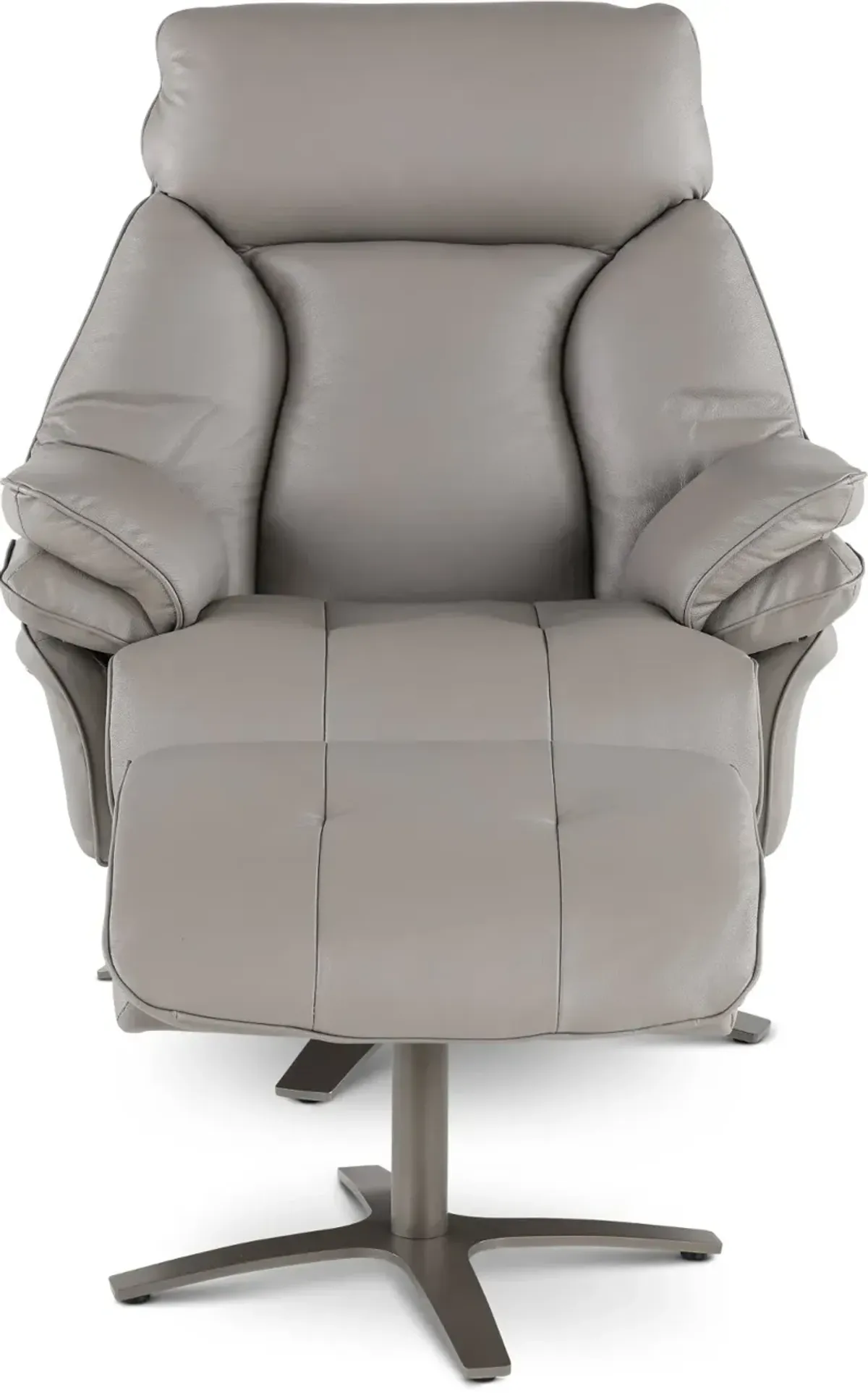 Seas Stone Leather Swivel Power Recliner with Ottoman