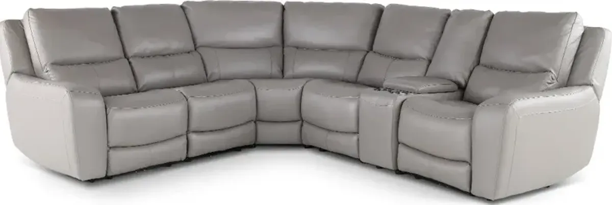 Seas Stone Leather 6 Piece Power Reclining Sectional