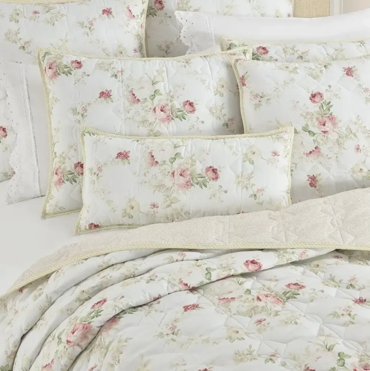 J. Queen Cottage Amalia Rose Pink French Floral Pillow