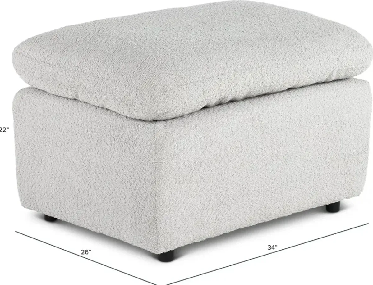 Plush Dolphin Light Gray Ottoman