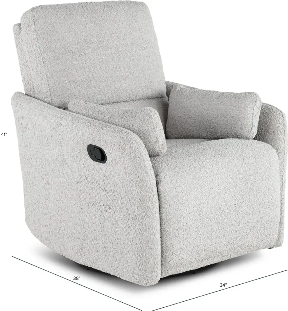 Plush Dolphin Light Gray Swivel Recliner