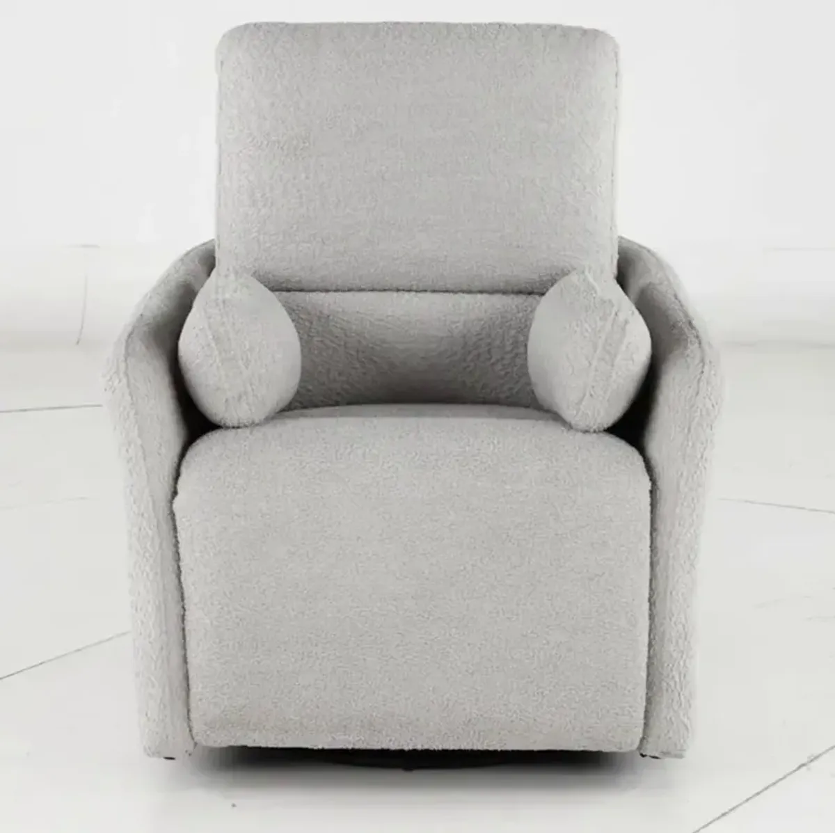 Plush Dolphin Light Gray Swivel Recliner