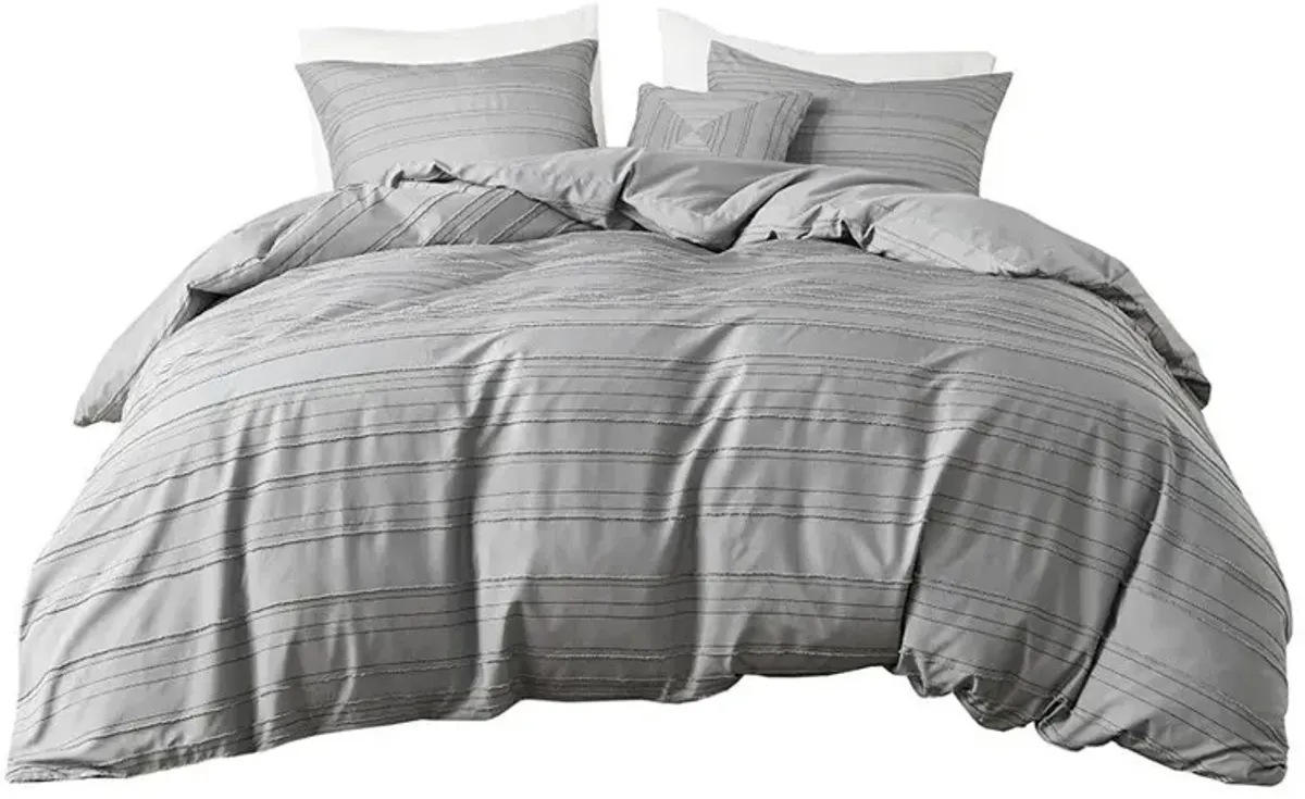 Oliver Gray Jacquard Full/Queen 4-Piece Comforter Set