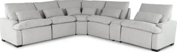 Plush Dolphin Light Gray 6 Piece Power Reclining Sectional
