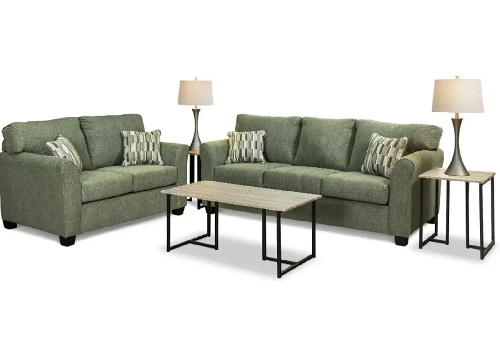 Wall St. Green 7 Piece Living Room Set