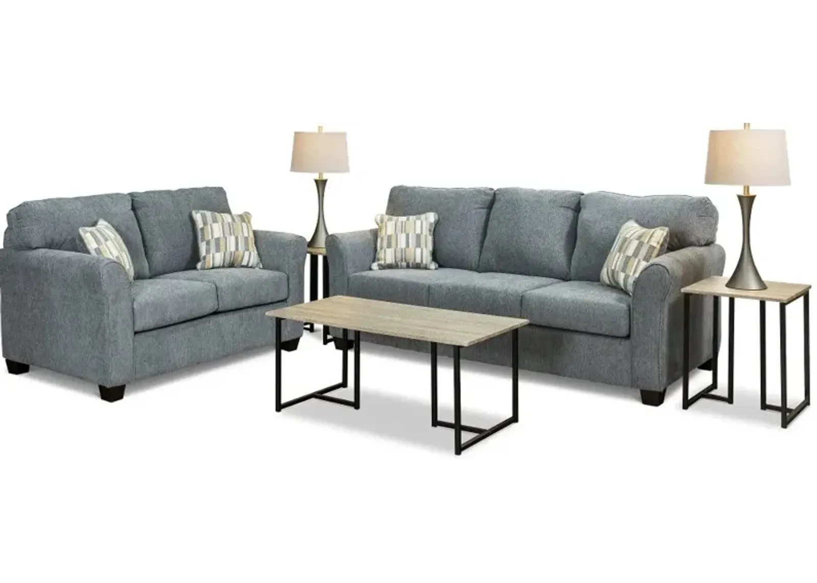 Wall St. Blue 7 Piece Living Room set