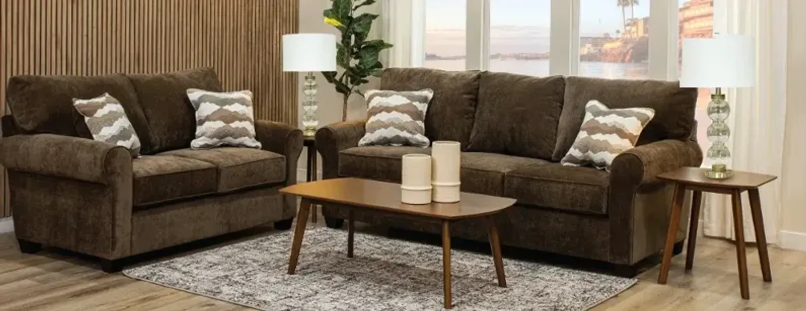 Seaside Brown 7 Piece Living Room Set