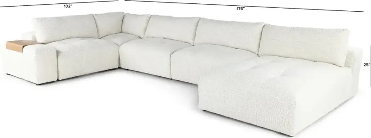 Preston Pearl White Modular 6 Piece Sectional