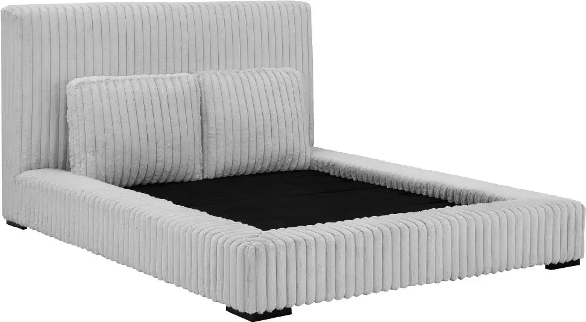 Lotus Light Gray King Upholstered Platform Bed