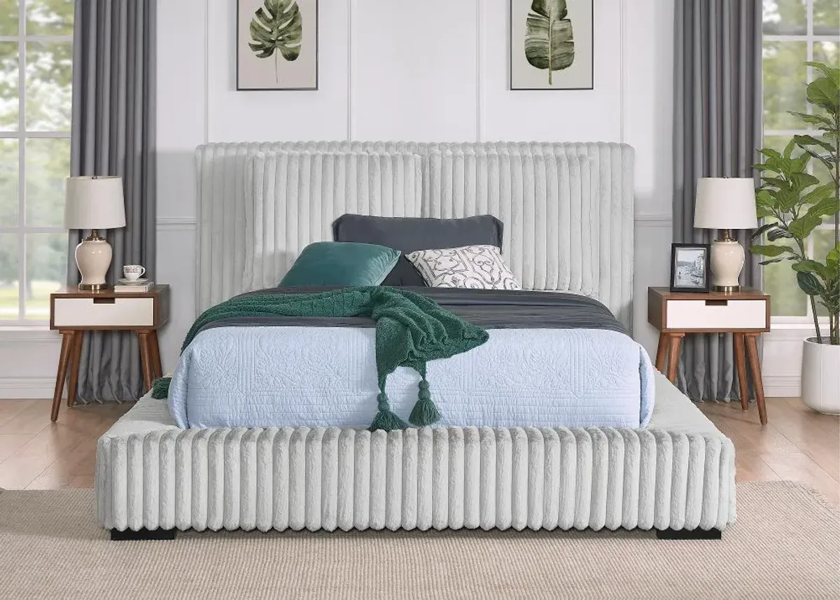 Lotus Light Gray King Upholstered Platform Bed