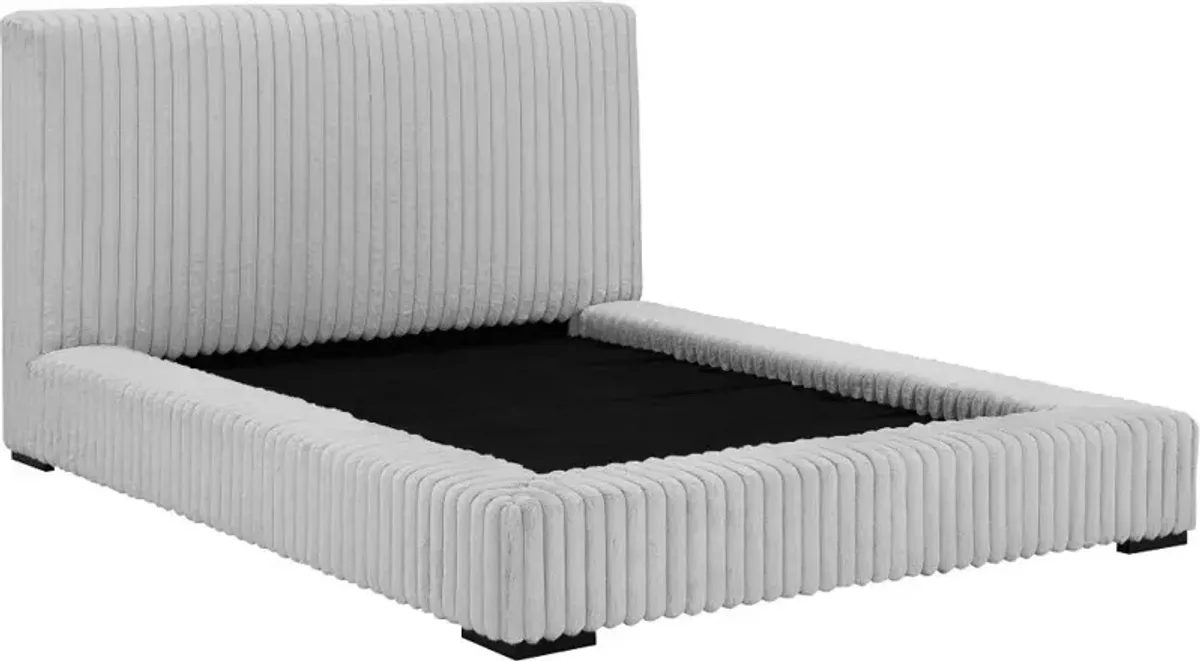 Lotus Light Gray King Upholstered Platform Bed