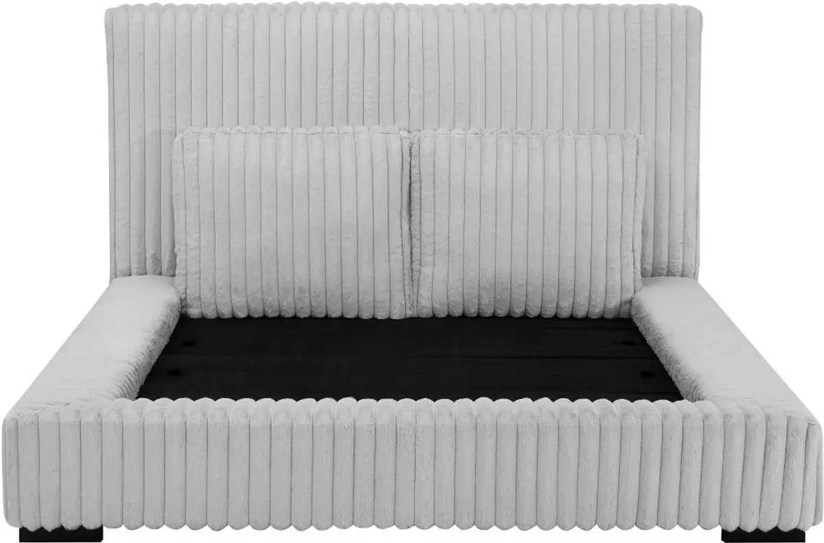 Lotus Light Gray King Upholstered Platform Bed