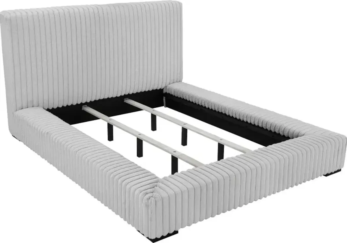 Lotus Light Gray King Upholstered Platform Bed