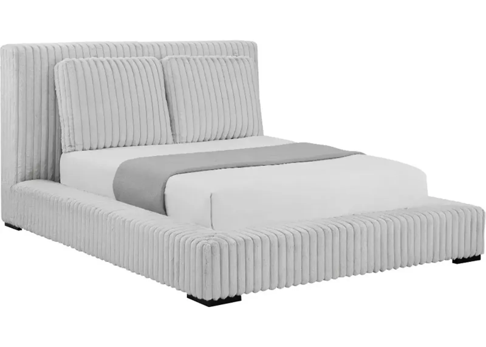 Lotus Light Gray King Upholstered Platform Bed