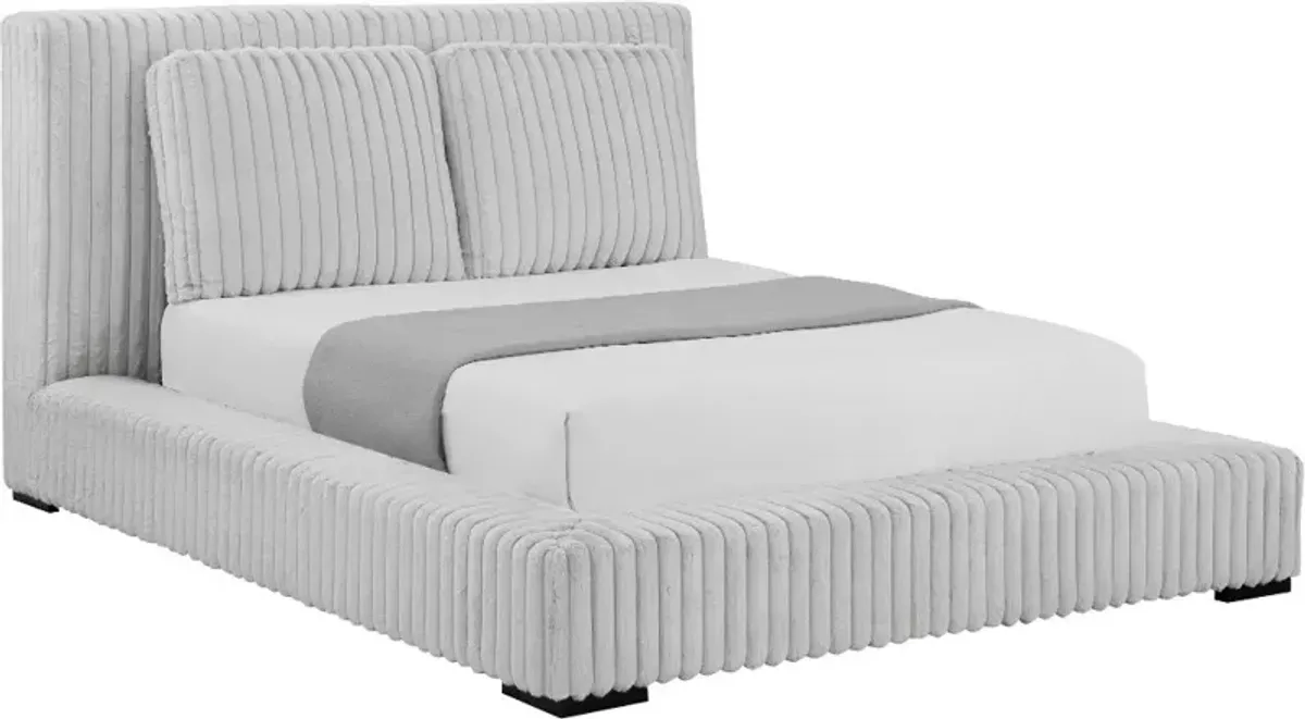 Lotus Light Gray King Upholstered Platform Bed