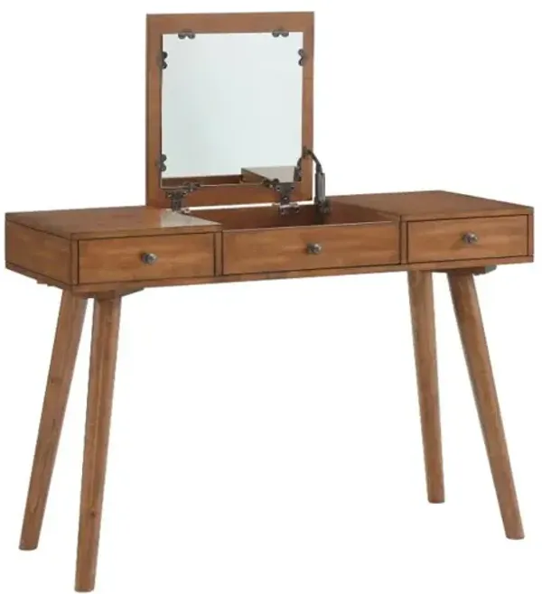 Robin Mid-Century Modern Walnut Brown Vanity Desk