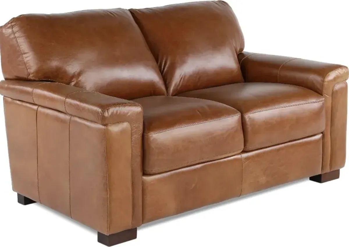 Splendor Brown Leather Loveseat