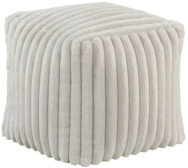 Simpson Off White Corduroy Accent Pouf