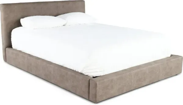 Auremo Light Brown Upholstered Queen Lift Storage Bed