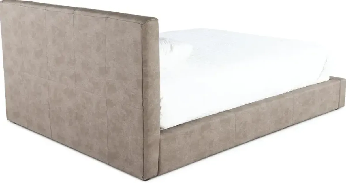 Auremo Light Brown Upholstered King Lift Storage Bed